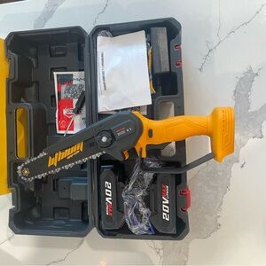 Yellow Cordless Chainsaw with Accessories